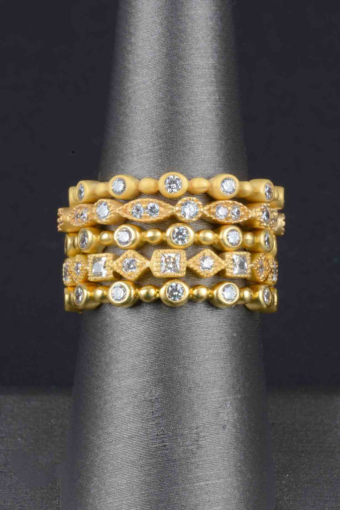 Set of 5 Couture Inspired Petite Mixed Stack Rings