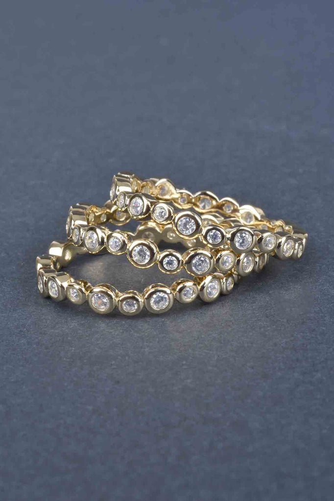 Set of 3 Bezel Set Organic Stack Rings