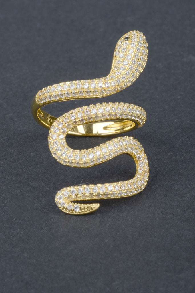 Sterling True-To-Life Pave Slithering Snake Ring