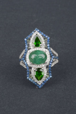 Italian Handcrafted Murano Glass Teardrop pendant with 6 Strand Murano Glass Bead Necklace