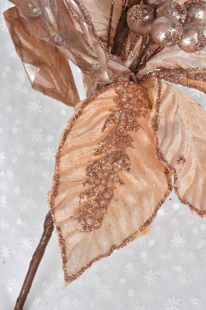Set of 6 Rose Poinsettia Picks