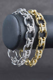 Italian Handmade Status Cushion and Pave Link Bracelet