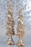 Set of 2 Grand Glittered Trees on Pedestals