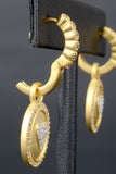 Designer Inspired Hinged Huggie Hoop with Oval Pave Heart Charm
