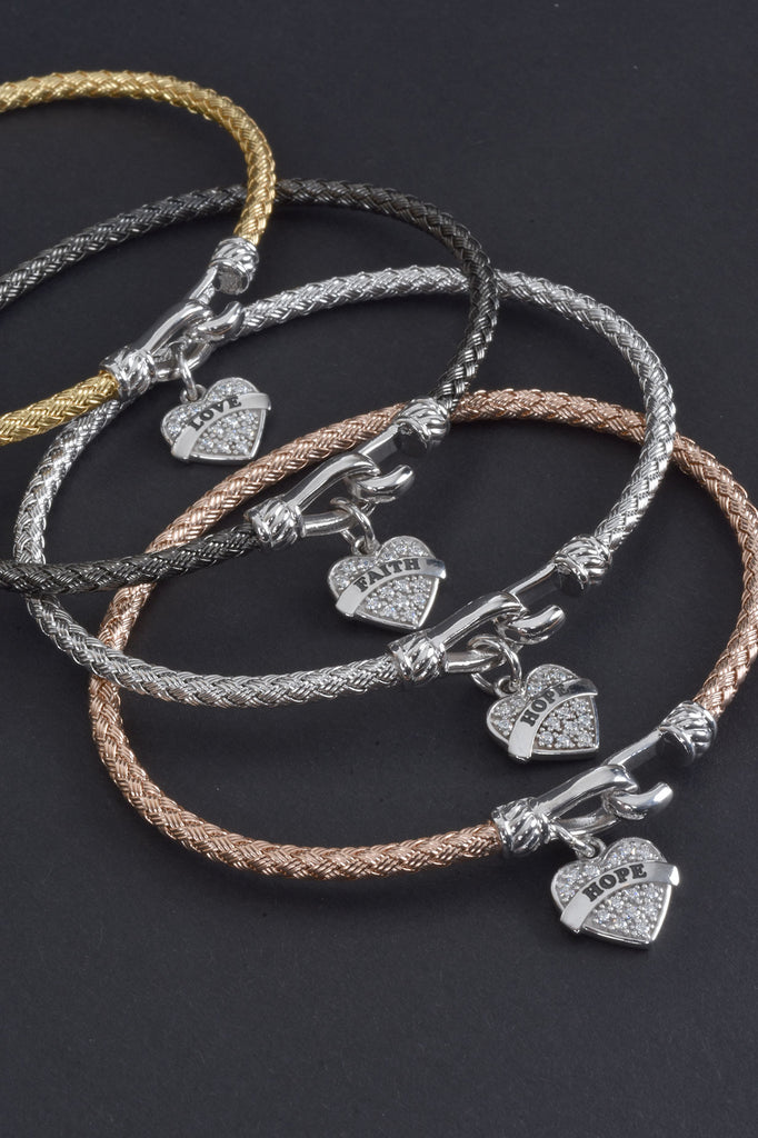 Italian Woven Heart Message Bangle