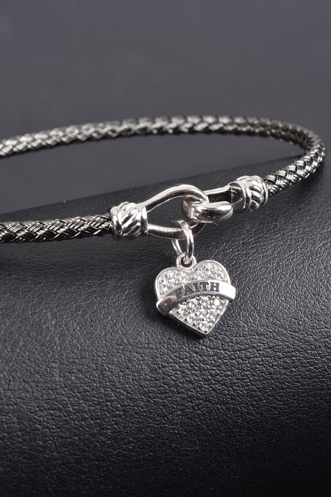Italian Woven Heart Message Bangle